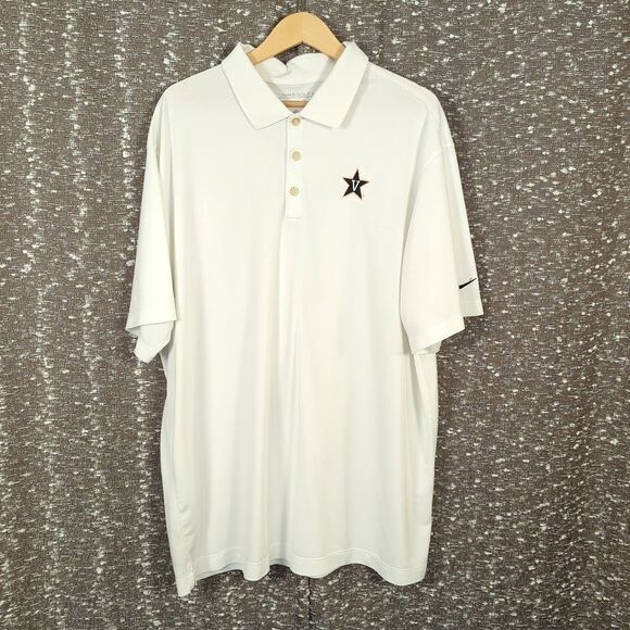 Vanderbilt Commodores Nike Mens XXL White Golf Polo Short Sleeve Performance - Picture 1 of 9